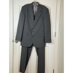 Vtg Reed st James 2 Piece Grey Pinstriped Men's Dress Suit 36x32 Career Church